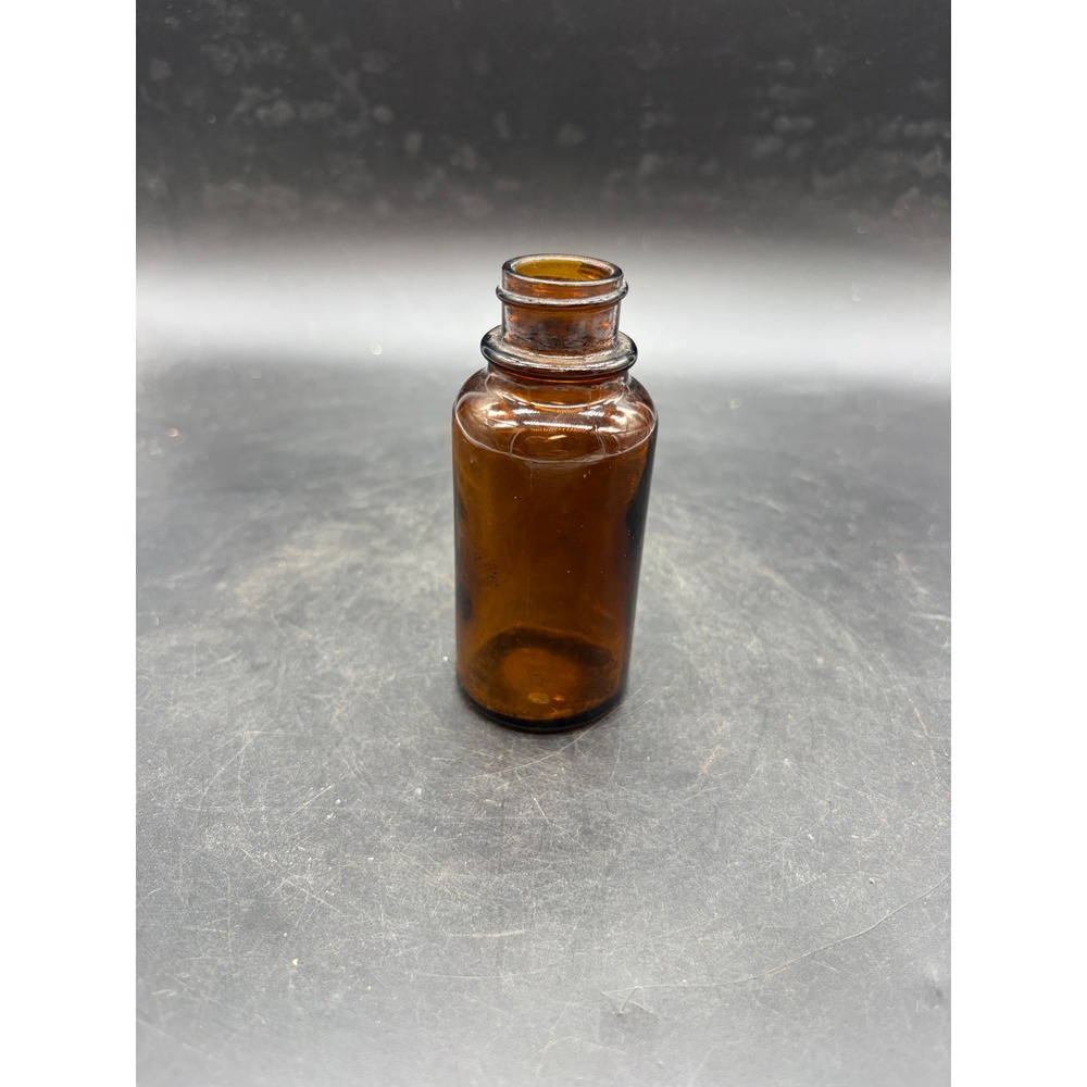 Vintage Amber Glass Apothecary Bottle Small Brown Medicinal Jar‎ 3.5 Inch